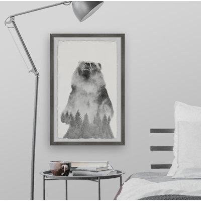 « mountain bear »-impression d’art graphique sur papier encadrée