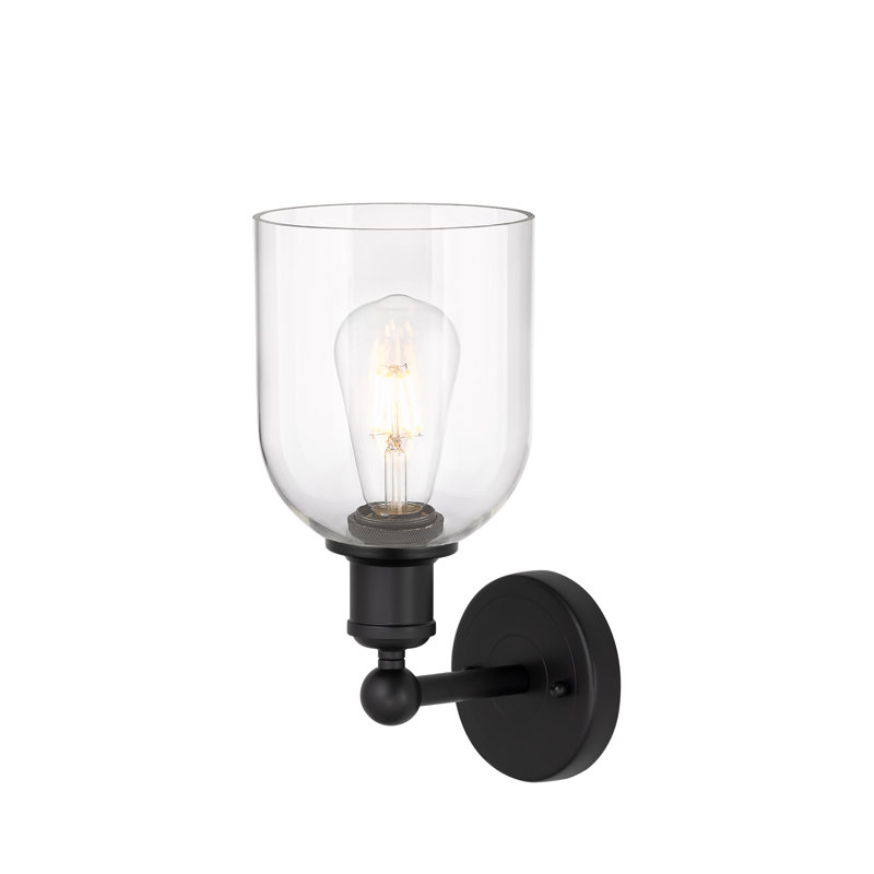 Applique murale 1 lumière 6 "Edison Allysson, Noir mat, Transparent