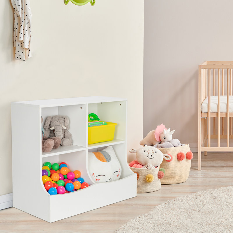 Bibliothèque pour enfants 4 pieds avec pied de lit blanc