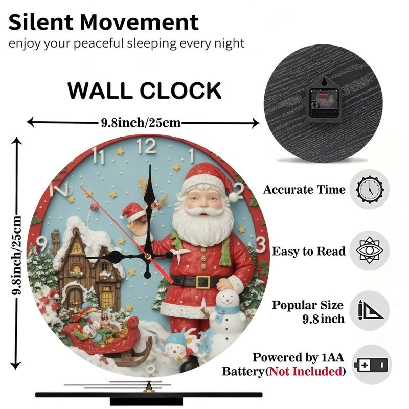 Père Noël-avec-traîneau-horloge de Noël