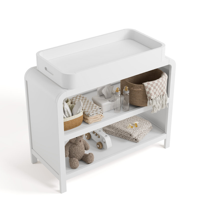 Table à langer avec plateau amovible Santos, Blanc