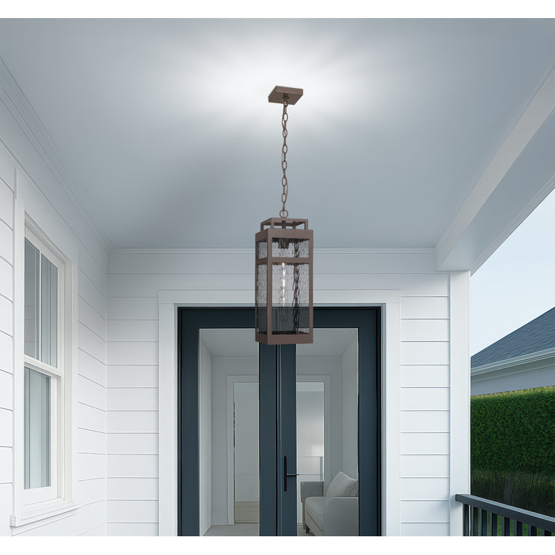 Ridgeway 7" 1-Light Bronze Coastal Outdoor Pendant With Water Glass, Bronze, Water