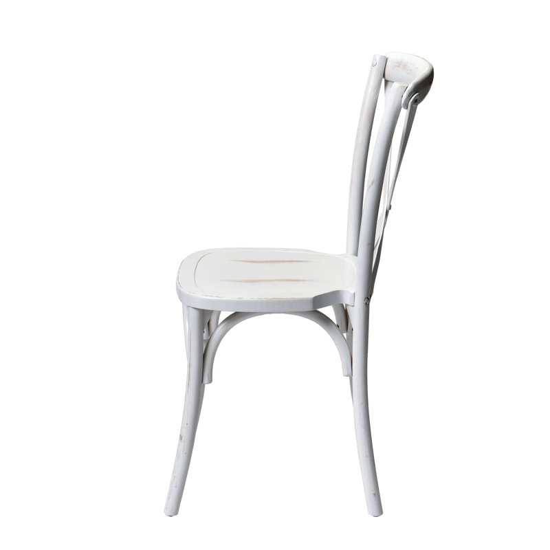 Chaise d'appoint en bois massif, Blanc délavé