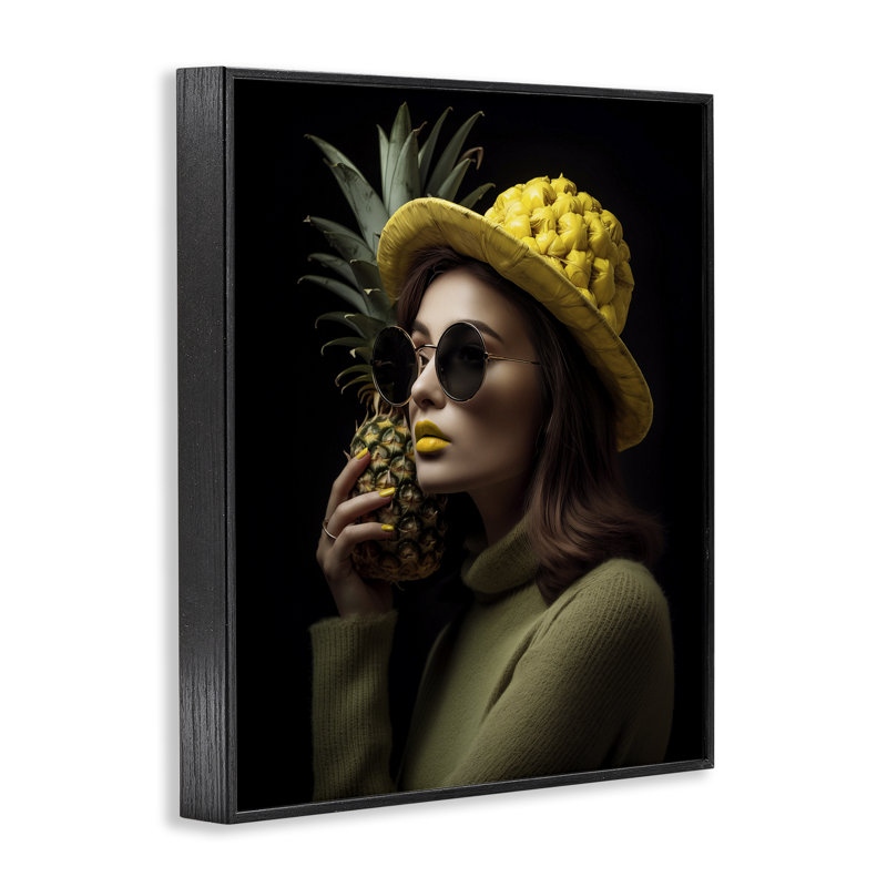 Chic Tropical Woman Framed Giclee Art by Ziwei Li, Midnight Black Framed Giclee, 20" H x 16" W