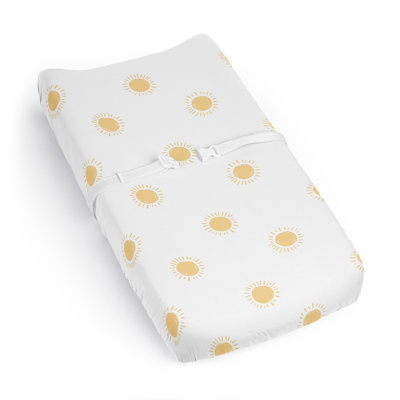 Boho Sun White and Mustard Yellow Changing Pad Cover Sheet by Sweet Jojo Designs