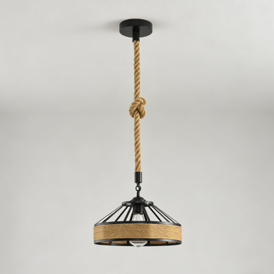 1-Light Modern Farmhouse Rope Pendant Light Fixture