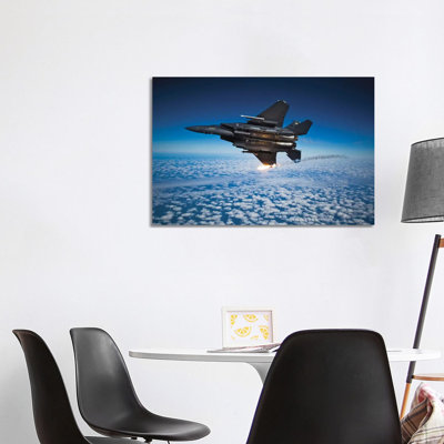 F-15E Strike Eagle Aircraft Releases Flares I - Wrapped Canvas Print