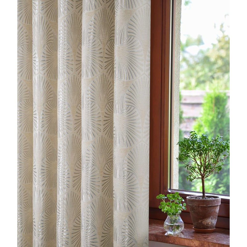 Anthe Semi Sheer Curtain Pair, Cream, 165 W x 137 D cm