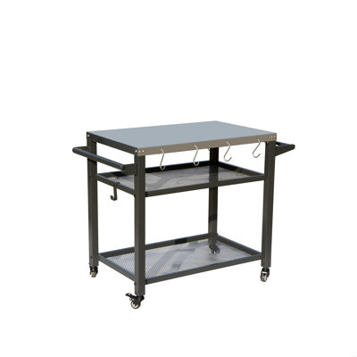 3-Shelf Outdoor Grill Table, Grill Cart With Wheels, Outdoor Pizza Oven And Food Prep Table, Blackstone Table With Stainless Steel Tabletop, Grill Sta by Latitude Run