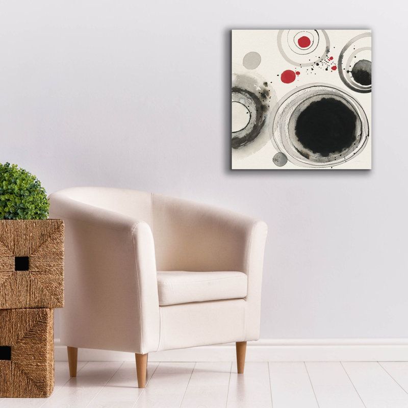 Art mural sur toile, "Planète 4 avec rouge" par Shirley Novak, H 26 po x l 26 po x P 1,5 po