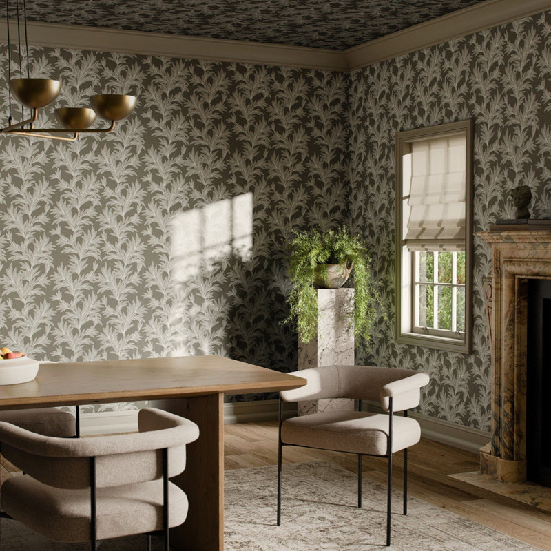 Lush Leaves Wallpaper by Getty Images, W52" x H132", Lush Leaves Olive I