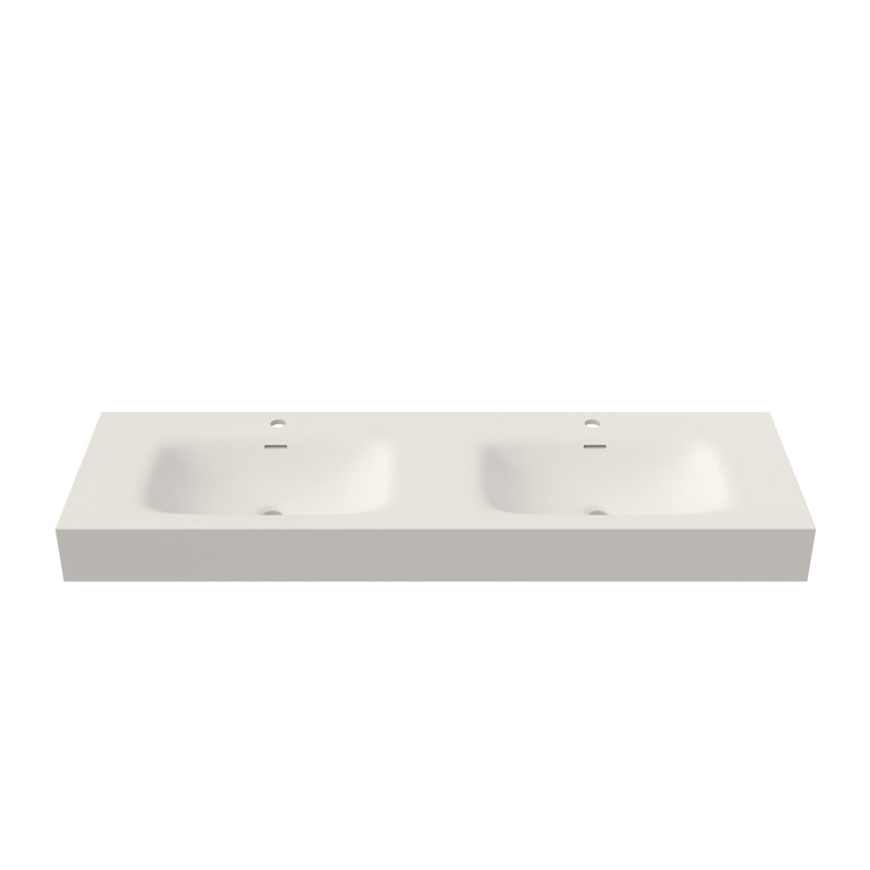 Bathroom Sink Vanity Of Stone Resin Solid Surface, Matte White Shine, 60.24 In Deep, 17.7 Wide, 4.97 Tall, 60.55 Lb, Compatible With Diverse Spaces, High - Quality Resistance To Scratches, Wall