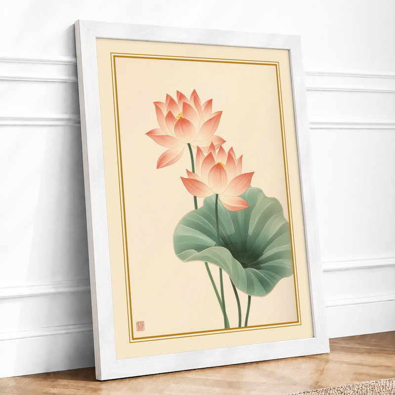 Lotus Blossoms Botanical - Framed Print, A4 - 29.7 x 21.0 cm, White
