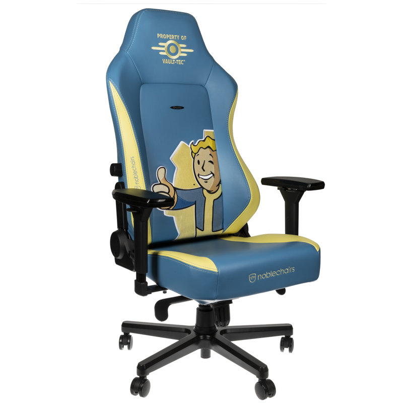 Noblechairs Adjustable Reclining Ergonomic Swiveling PC & Racing Game Chair in Blue/Yellow
