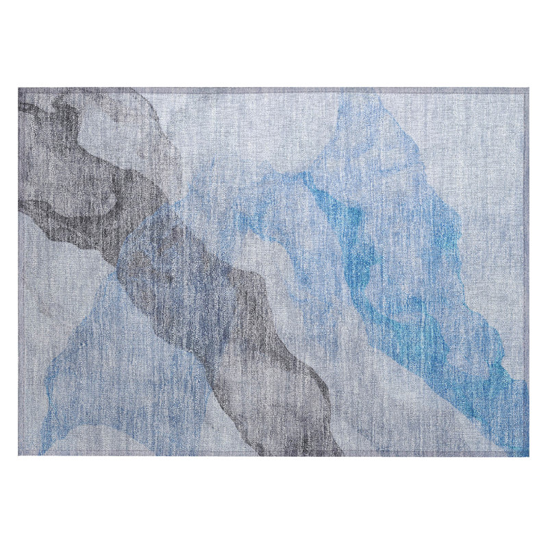 Machine Washable Indoor/Outdoor Xhevrie Sky Rug, Rectangle 1'8" x 2'6"