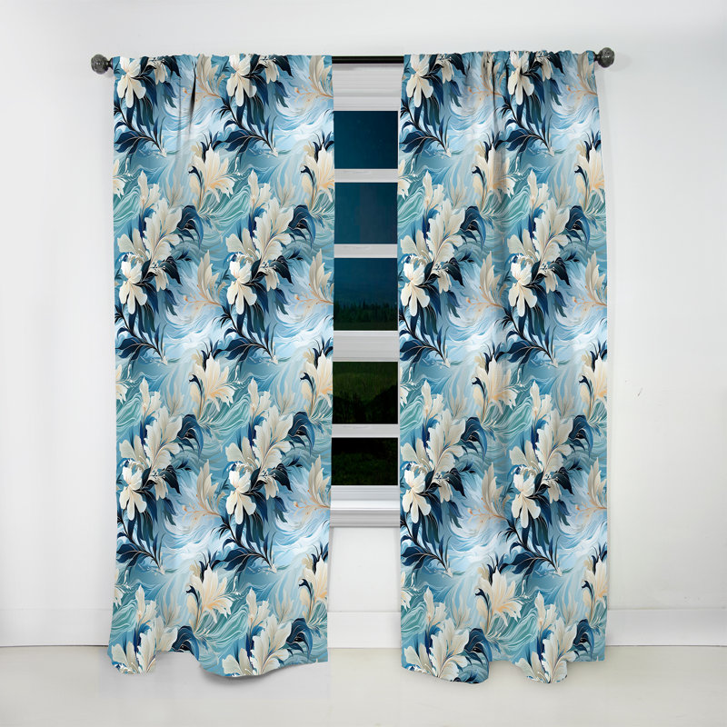 Rideau à motif floral V - Oceanic Dreamscape, L 52 po x L 95 po