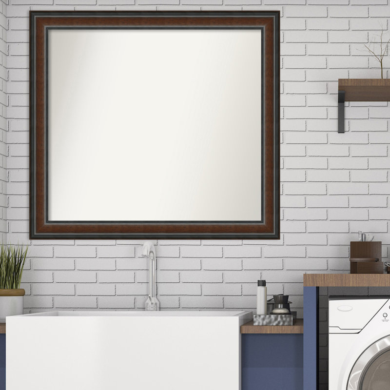 Halcott Solid Wood Rectangle Wall Mirror, 35" H x 32" W