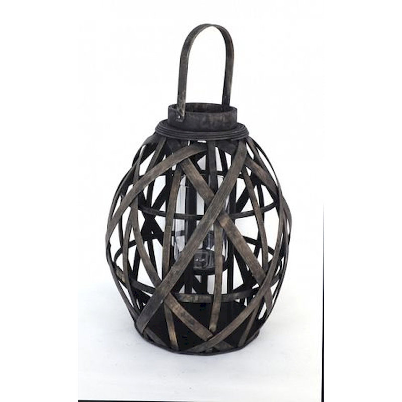 Bamboo Tabletop Lantern, 16.5" H x 13" W x 13" D