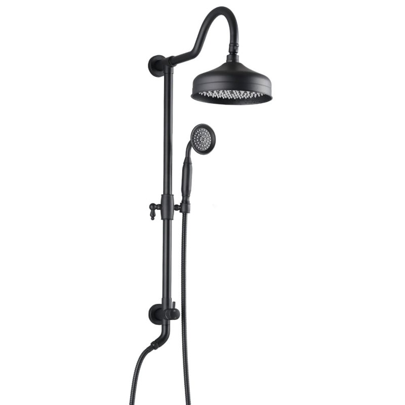 8 Inch Exposed Pipe Shower System With Hand Shower Single Handle Shower Faucet Set Brass Shower Trim Kit With Slide Bar