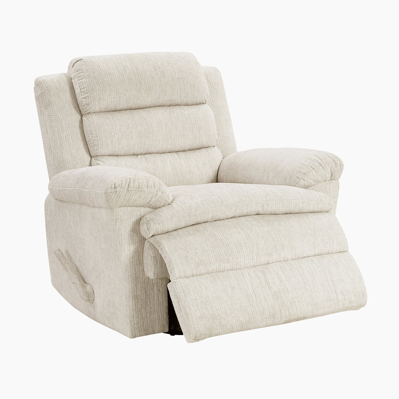 Rosalee 41" Modern & Contemporary Recliner - Textured Microfiber Swivel Glider Recliner with Comfortable Padding and Effortless Pull-Handle Reclining Mechanism.