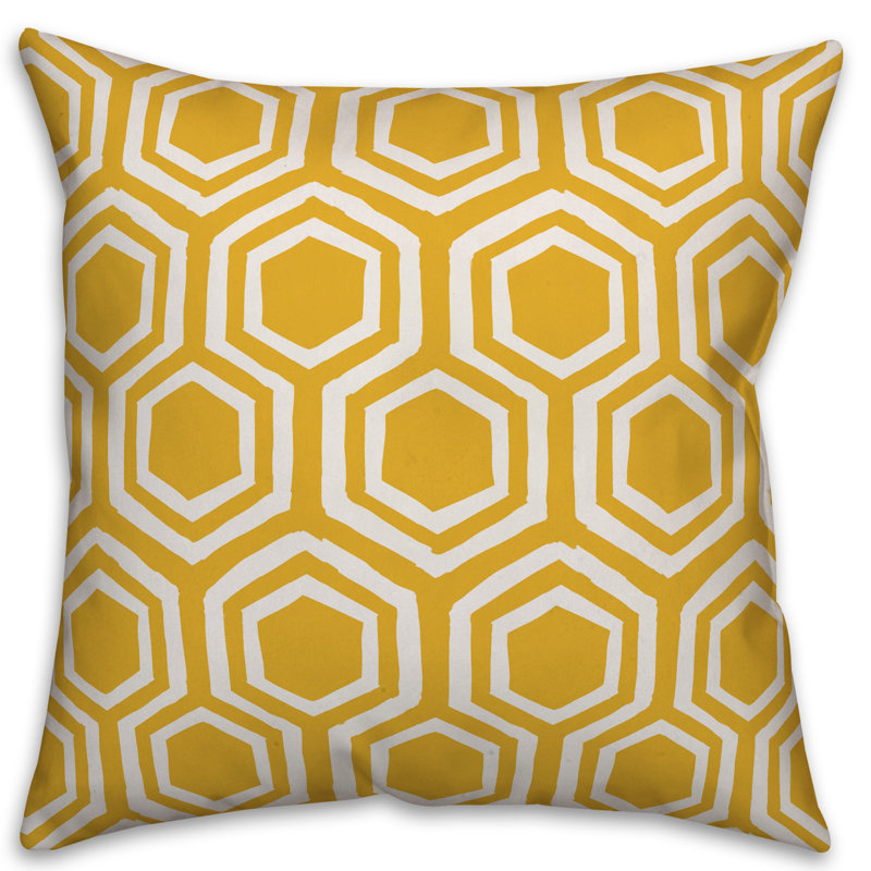 Housse de coussin Honeycomb, 18 po x 18 po, Jaune, Polyester / bourre en polyester