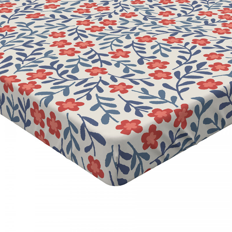 Microfiber Floral Fitted Sheet, Full/Double Fitted Sheet