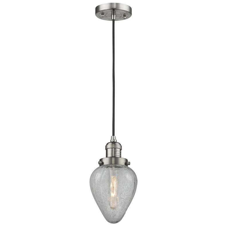 Luminaire suspendu géométrique 1 lumière Shauna, Nickel satiné brossé, Incandescent