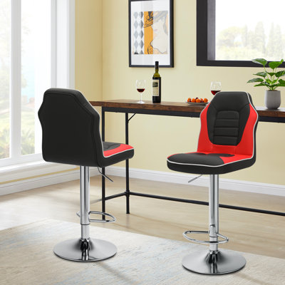 Swivel Upholstered Adjustable Height Counter Stool with Metal Frame