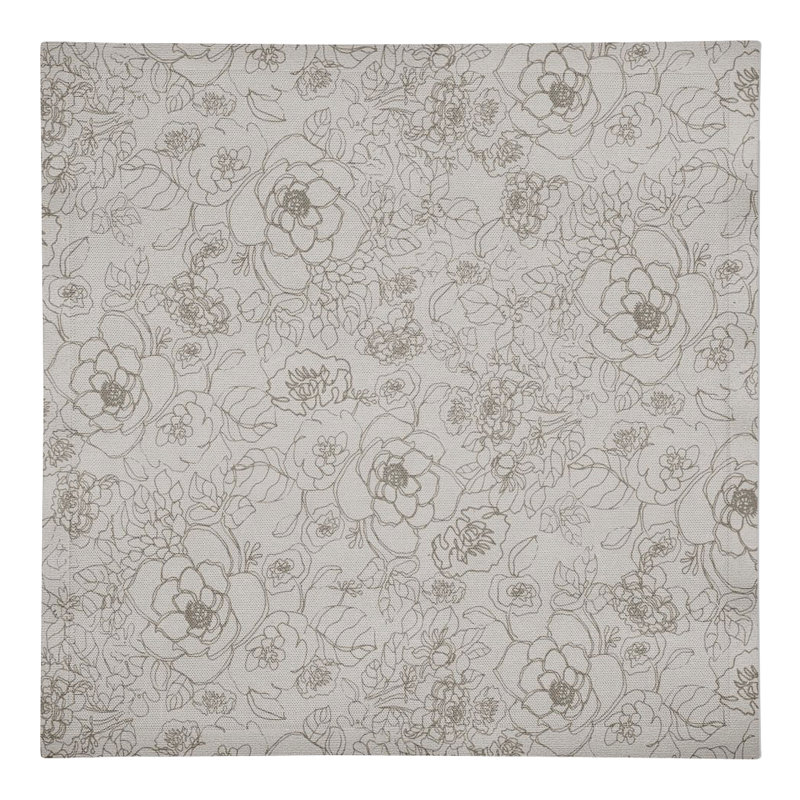 Serviette florale rectangulaire, gris