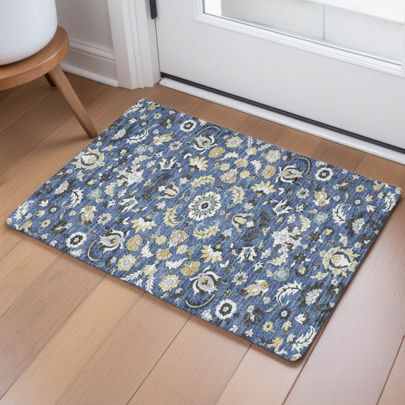 Machine Washable Indoor/Outdoor Chantille ACN2473 Global Rug, 1'8" x 2'6", Navy