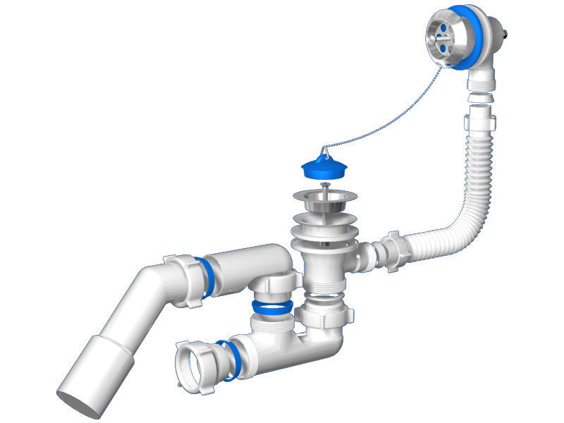 Kieninger 7cm Chain and Stopper Waste with Overflow