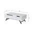 Table basse Throm blanche avec faux grain de marbre et plateau relevable