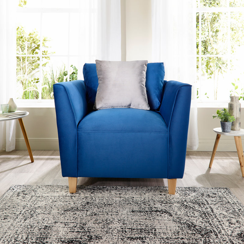 Audington Velvet Armchair, Navy