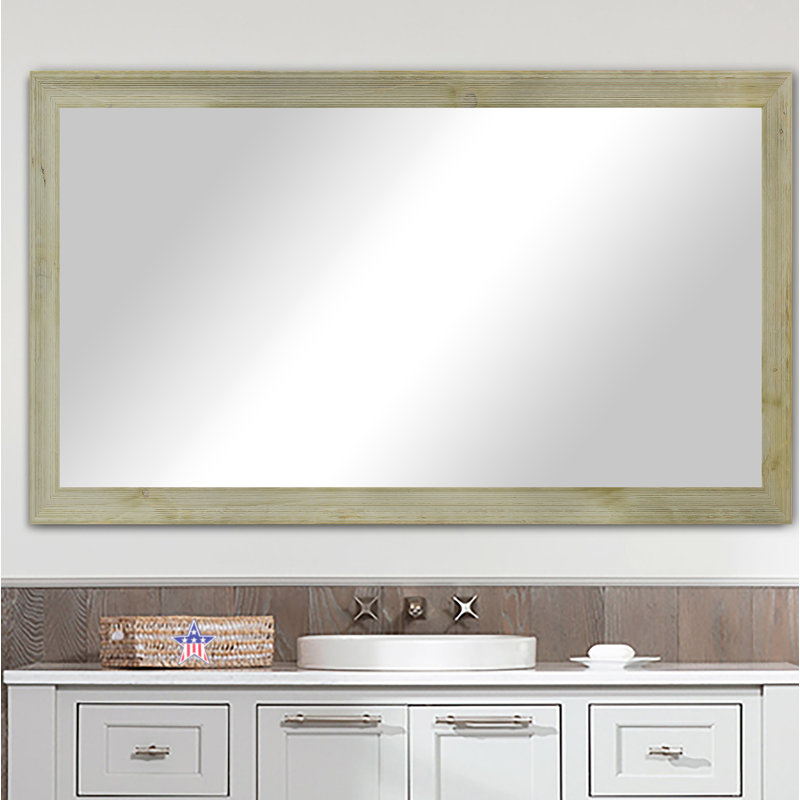 Bloodworth Solid Wood Flat Mirror, 35" H x 53" W, Gray