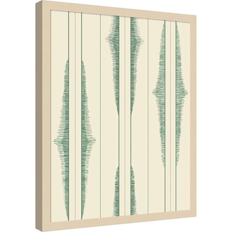 «Boho ikat rayures green shades» par Annick, reproduction d'art sur toile encadrée, 24 x 19