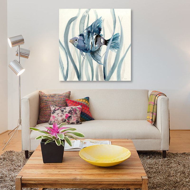 «Fish in Seagrass II», reproduction sur toile, H 26 po x l 26 po x P 1,5 po, Pas de tapis, Toile tendue