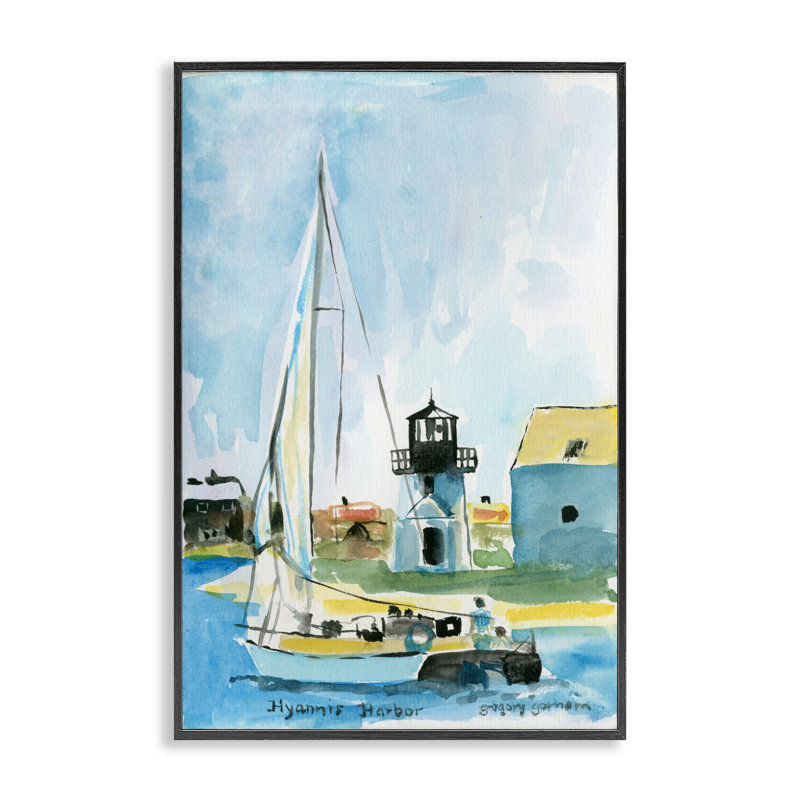 Hyannis Safe Harbor, estampe numérique encadrée, design par Greg Gorham, H 18 po x l 12 po, Giclée encadrée noir minuit