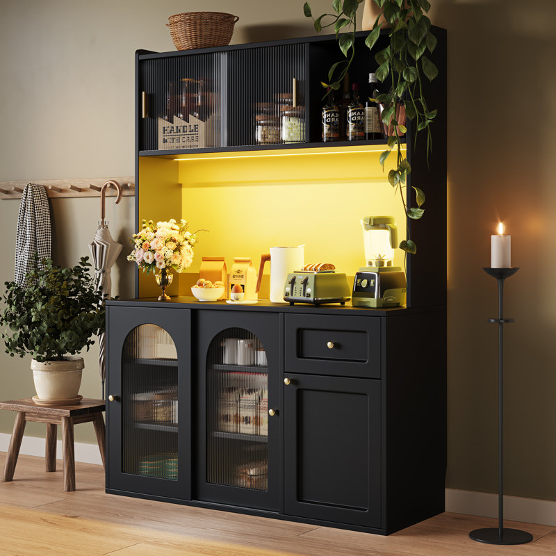 167cm Kitchen Pantry, Black
