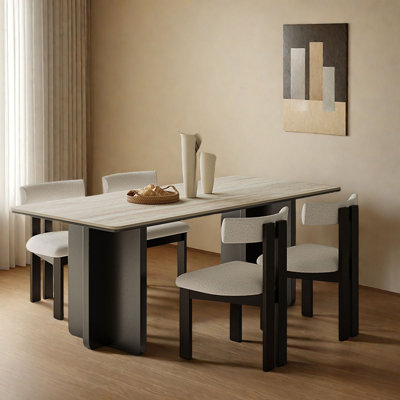 Modern Rectangle Dining Table with Rock Board