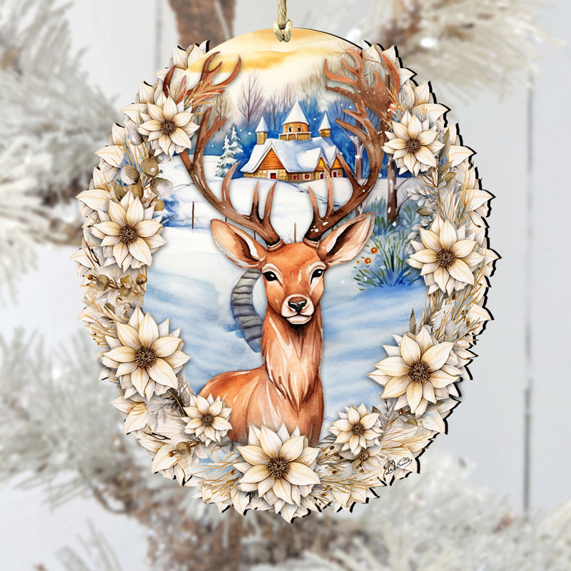 Majestic Forest Deer Handcrafted Wooden Christmas Ornament