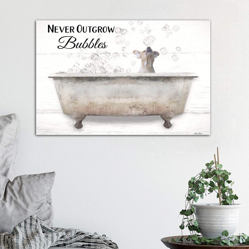 «Never Outgrow Bubbles» par Lori Deiter, reproduction d'art encadrée, Toile tendue, H 18 po x l 26 po x P 1,5 po