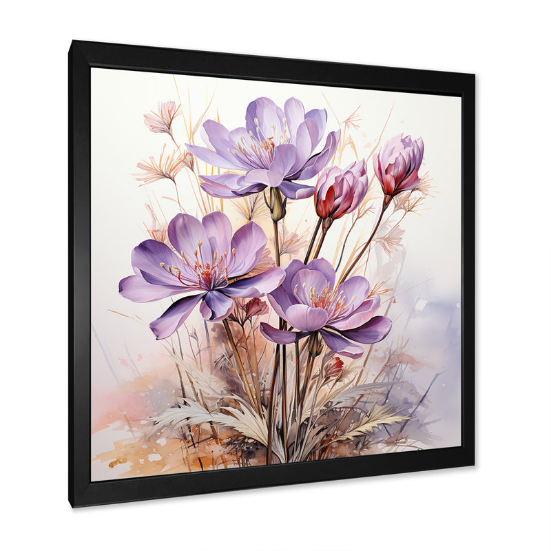 Art mauve zen mauve, Cadre simple noir, H 16 po x l 16 po x P 1 po