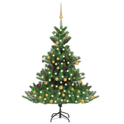 Christmas Tree Nordmann Fir Artificial Xmas Tree with LED and Ball Set