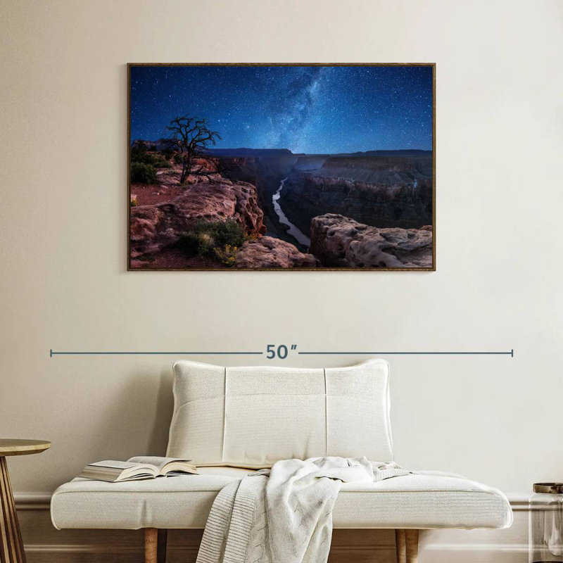 Nuit étoilée du Grand Canyon, Cadre flottant noyer, 40 po x 27 po