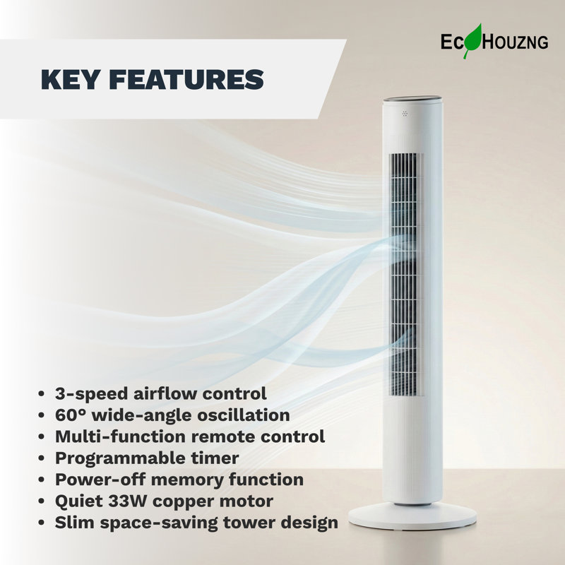 Ventilateur tour intelligent 40 "avec télécommande Ecohouzng