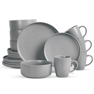 ROYALFORD 16 Piece Stoneware Dinnerware Set - Kitchen Dinner Set, Stoneware Tableware Crockery - Includes 4 Dinner Plates, 4 Dessert Plates, 4 Cereal Bowl and 4 Mugs