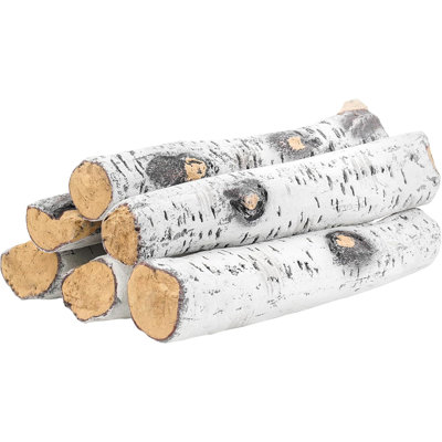 Ensemble de 6 bûches pour foyer au gaz, grandes bûches en céramique de bouleau blanc pour tous les types d'intérieur / extérieur