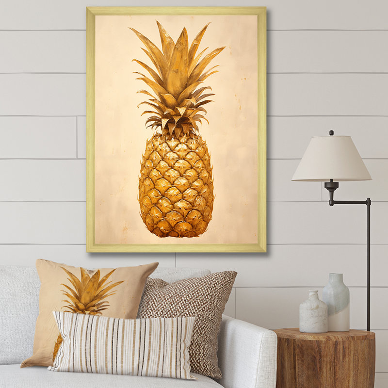Pinapple Golden Grove II sur toile, H 32 po x l 16 po x P 1 po, Encadrement doré
