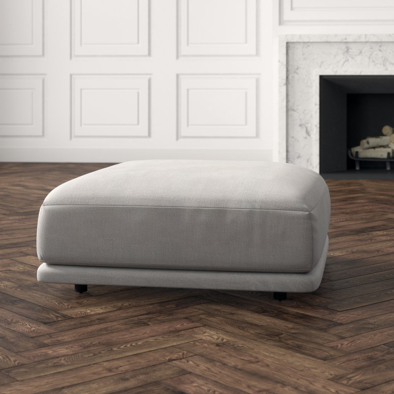 Sunday Square Ottoman, Agnew Gray Textured Basketweave
