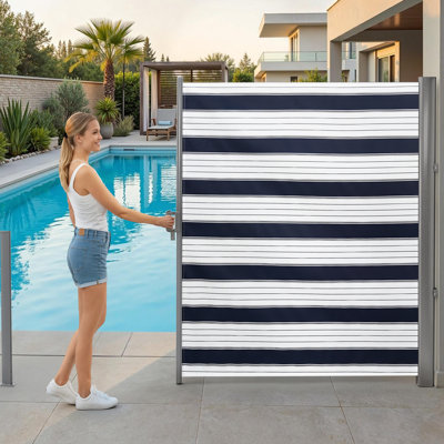 Auvent de patio rétractable avec cadre en aluminium et écran d'intimité imperméable pour le jardin et les piscines